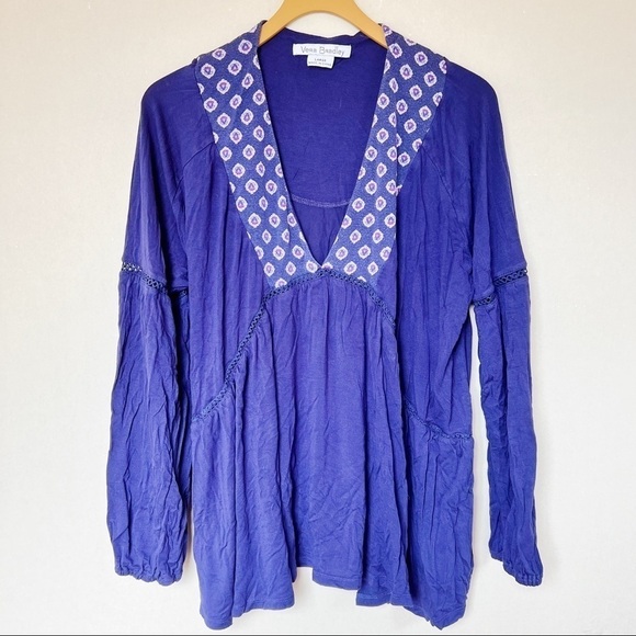 Vera Bradley Patterned V Neck Blouse - Picture 1 of 5